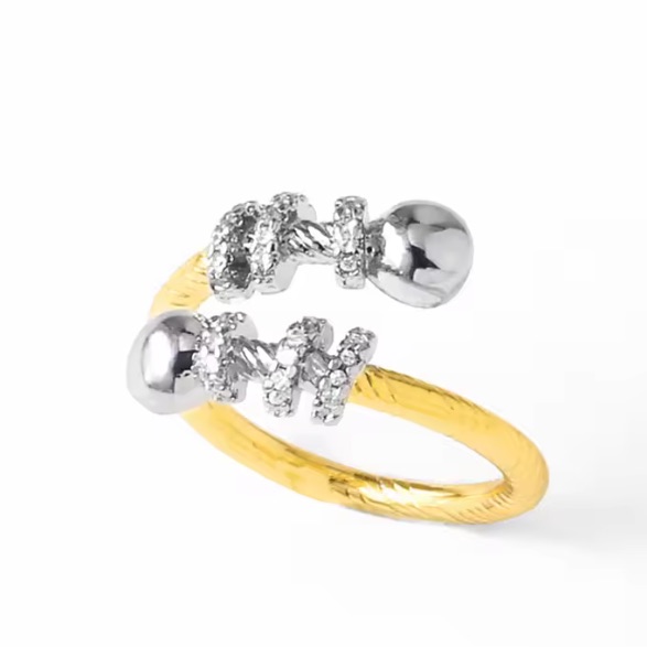 18k Gold Finish And Stainless Steel Womens Ring